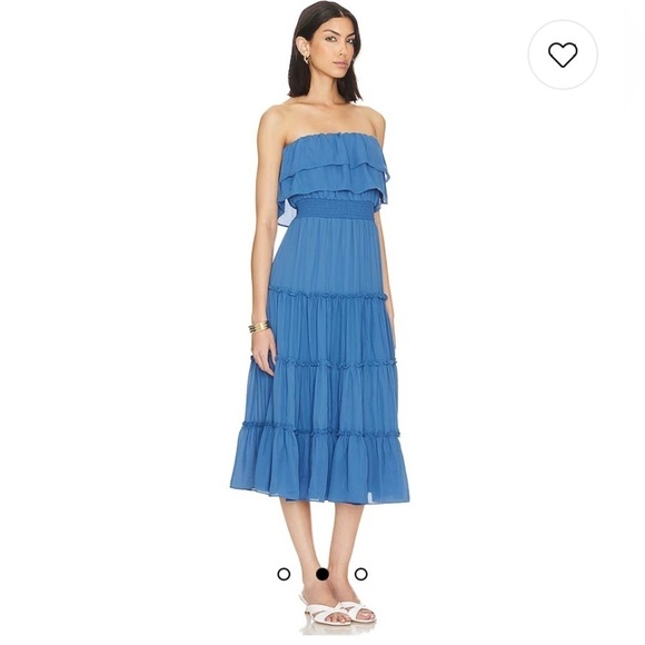 1. State Strapless Ruffle Tiered Dress in Capri Blue Size XL NEW - Picture 2 of 7